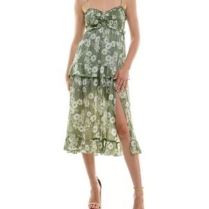 Trixxi Green Floral High Low Dress Size L